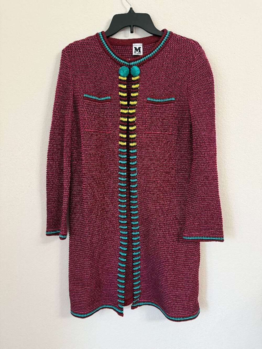 M Missoni Cardigan Knit Sweater Women’s Luxury Burgundy Made in Italy